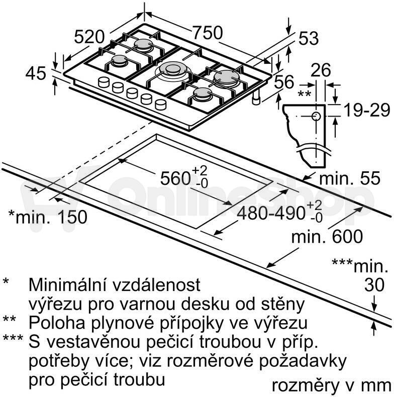 Plynová varná deska Bosch PCQ7A5I95