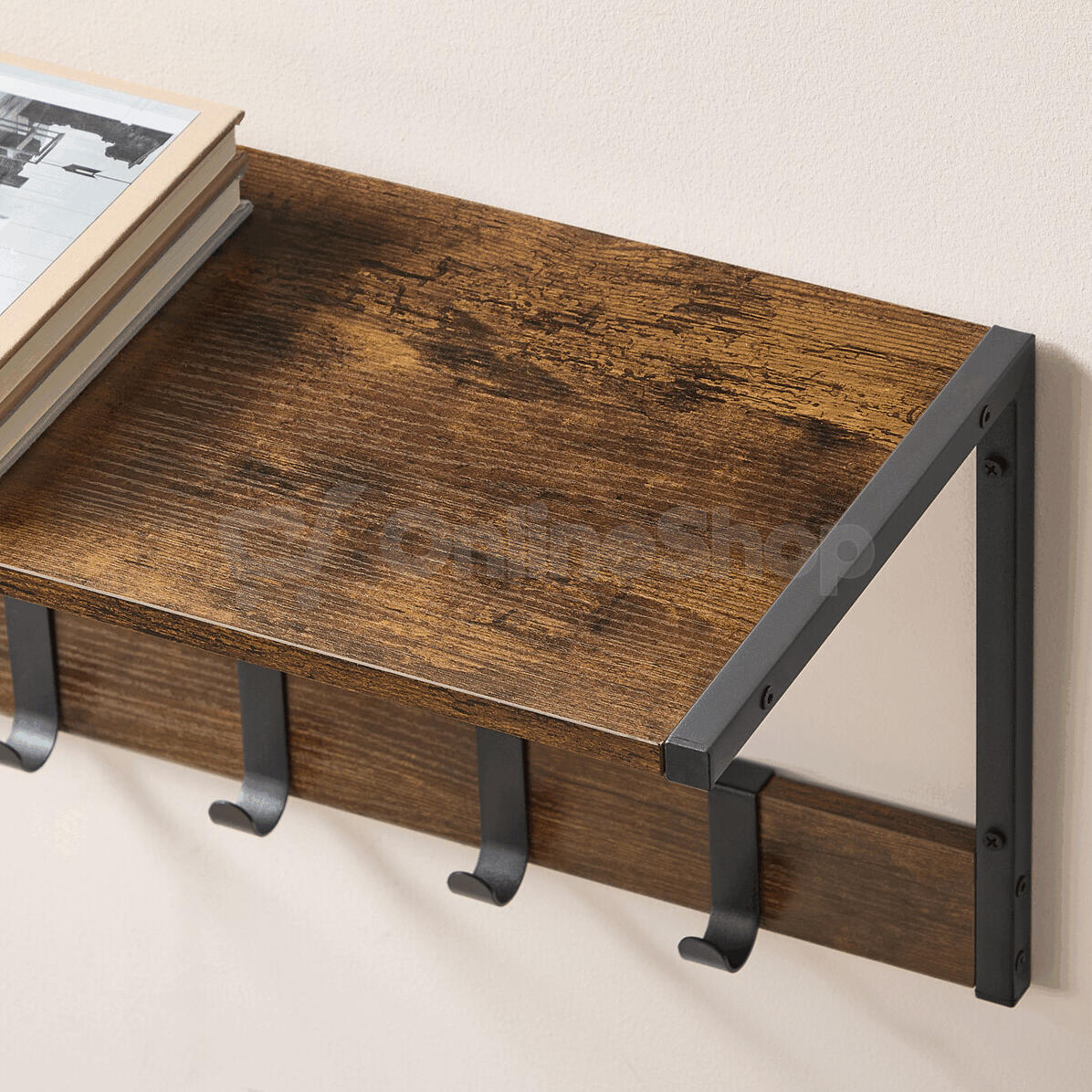 Set 2 nástěnných poliček, mdf, hnědá, ABP-E1083 OLW Autronic