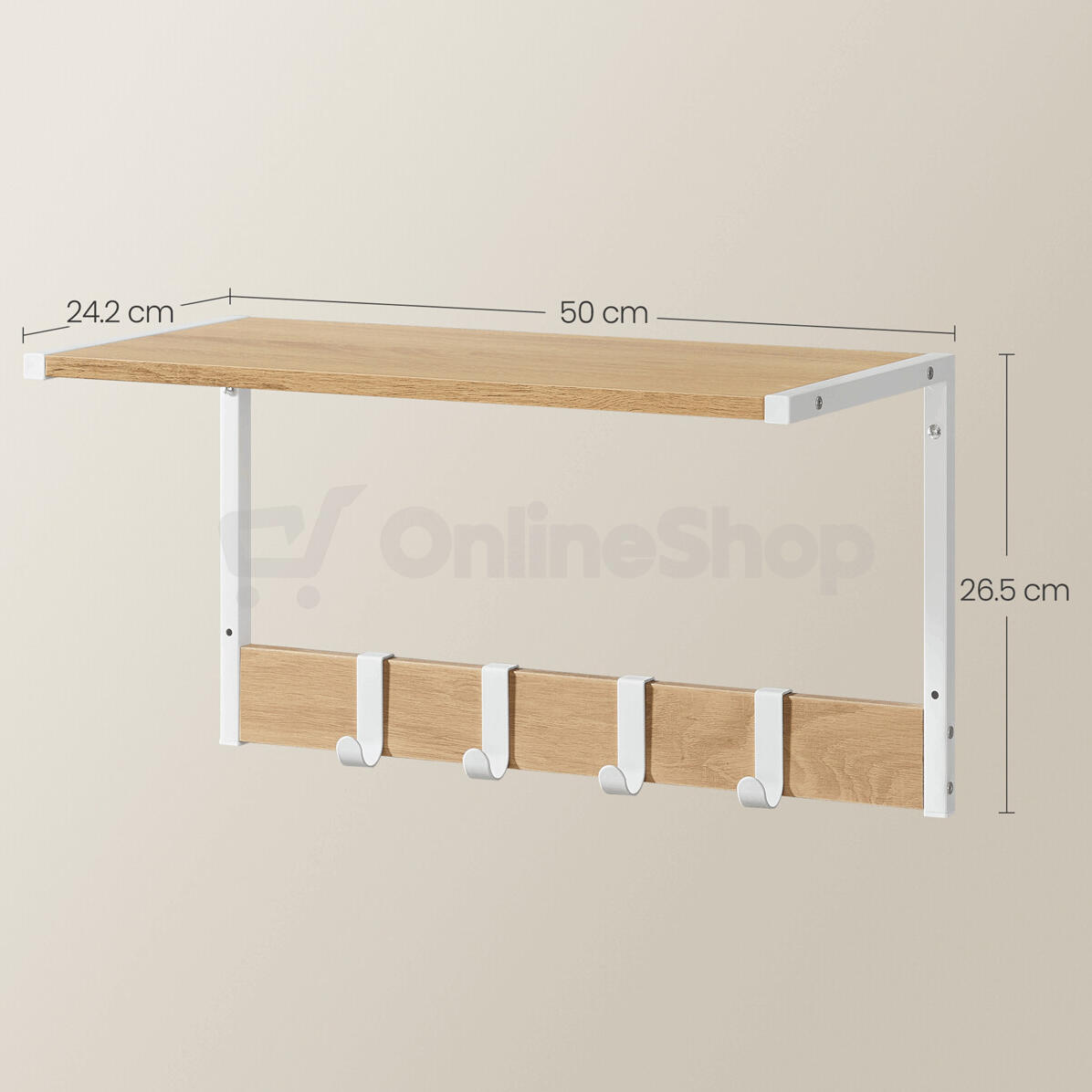 Set 2 nástěnných poliček, mdf, béžová, ABP-E1083 WT Autronic