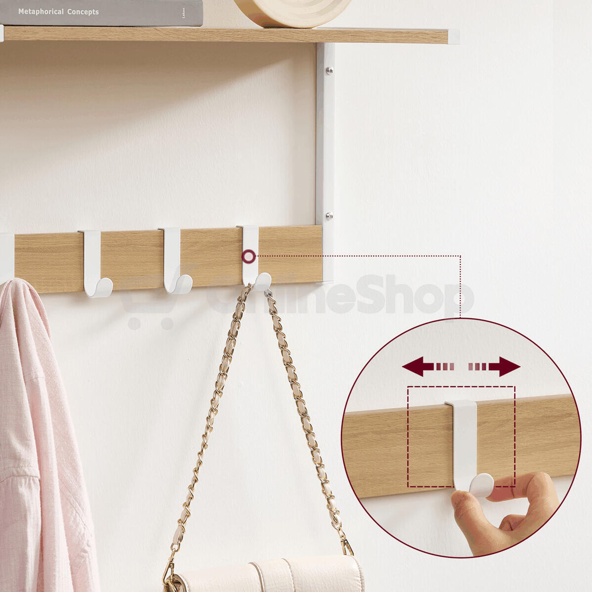 Set 2 nástěnných poliček, mdf, béžová, ABP-E1083 WT Autronic