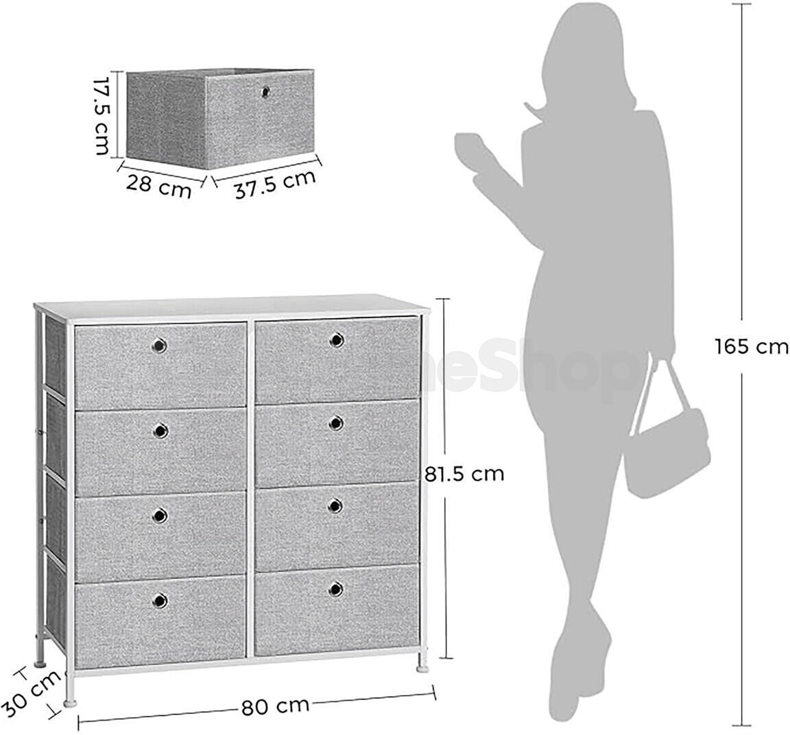 Komoda 80x30x82cm, kov, šedá, AUK-E1024 GREY Autronic