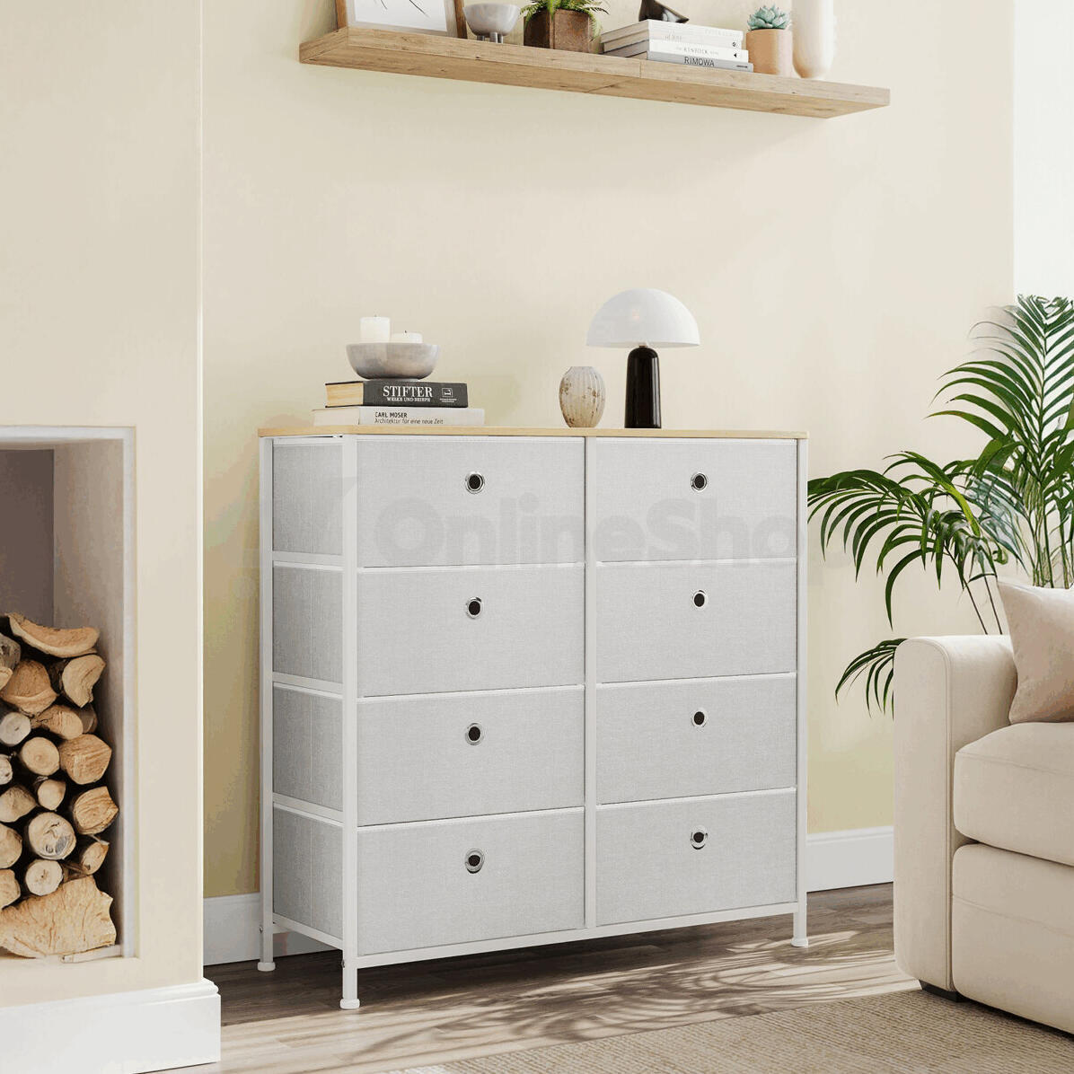 Komoda 80x30x82cm, kov, bílá, AUK-E1024 WT Autronic
