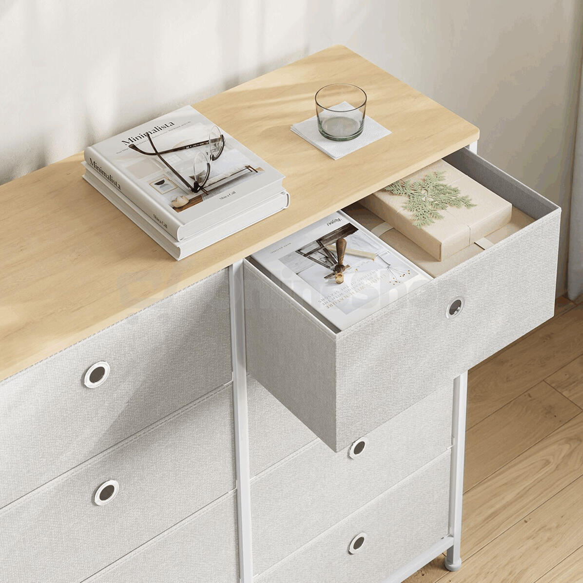 Komoda 80x30x82cm, kov, bílá, AUK-E1024 WT Autronic