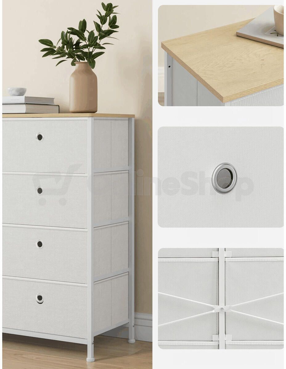 Komoda 80x30x82cm, kov, bílá, AUK-E1024 WT Autronic