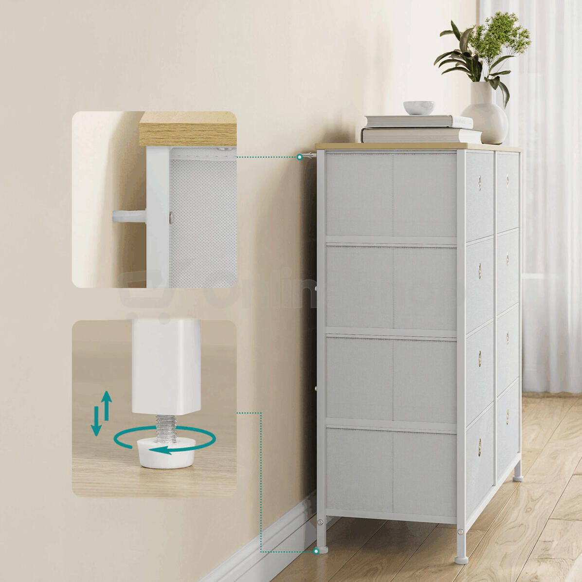 Komoda 80x30x82cm, kov, bílá, AUK-E1024 WT Autronic