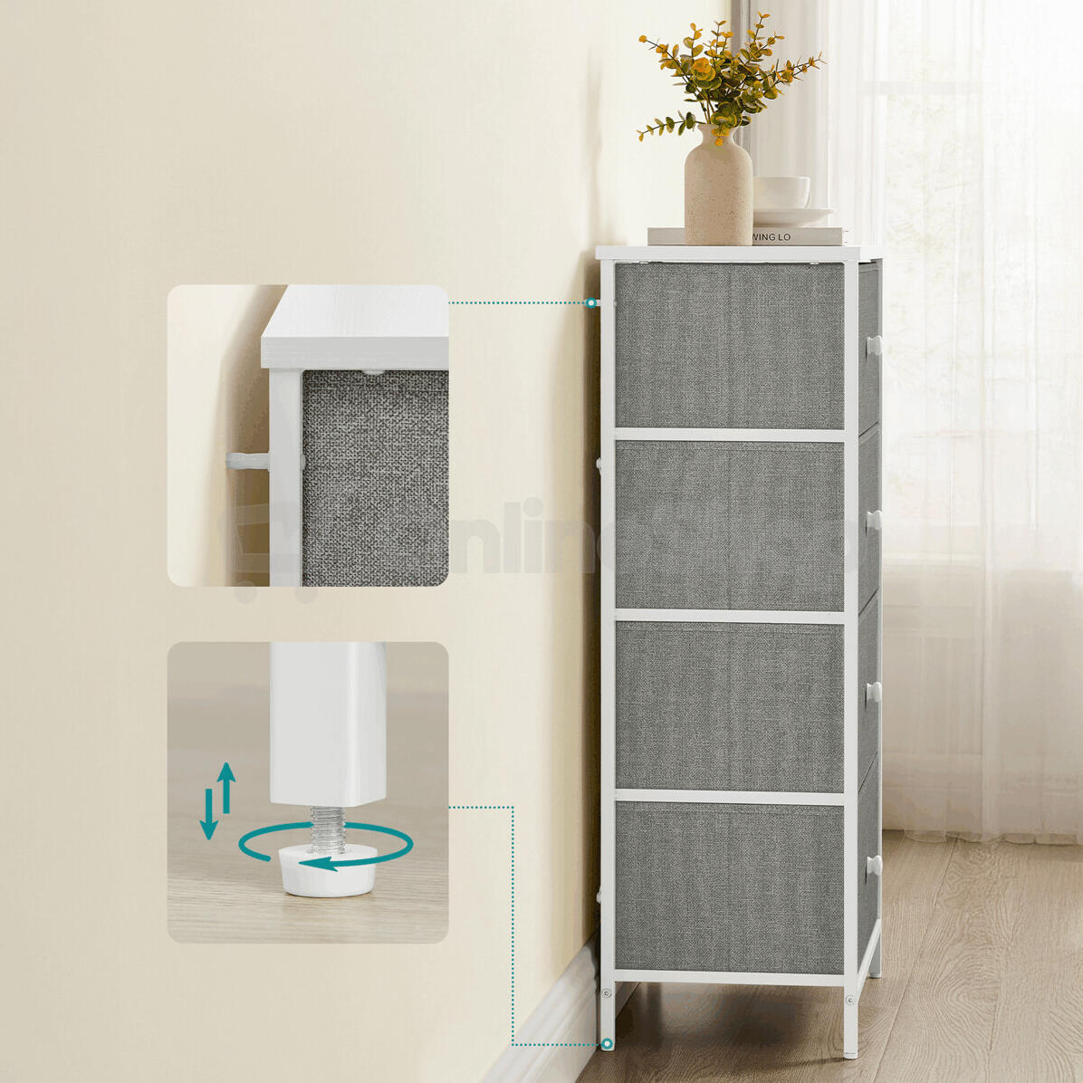 Komoda 45x30x92cm, mdf, šedá, AUK-E1031 GREY Autronic