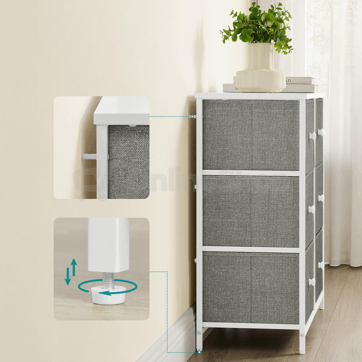 Komoda 80x30x71cm, kov, šedá, AUK-E1032 GREY Autronic