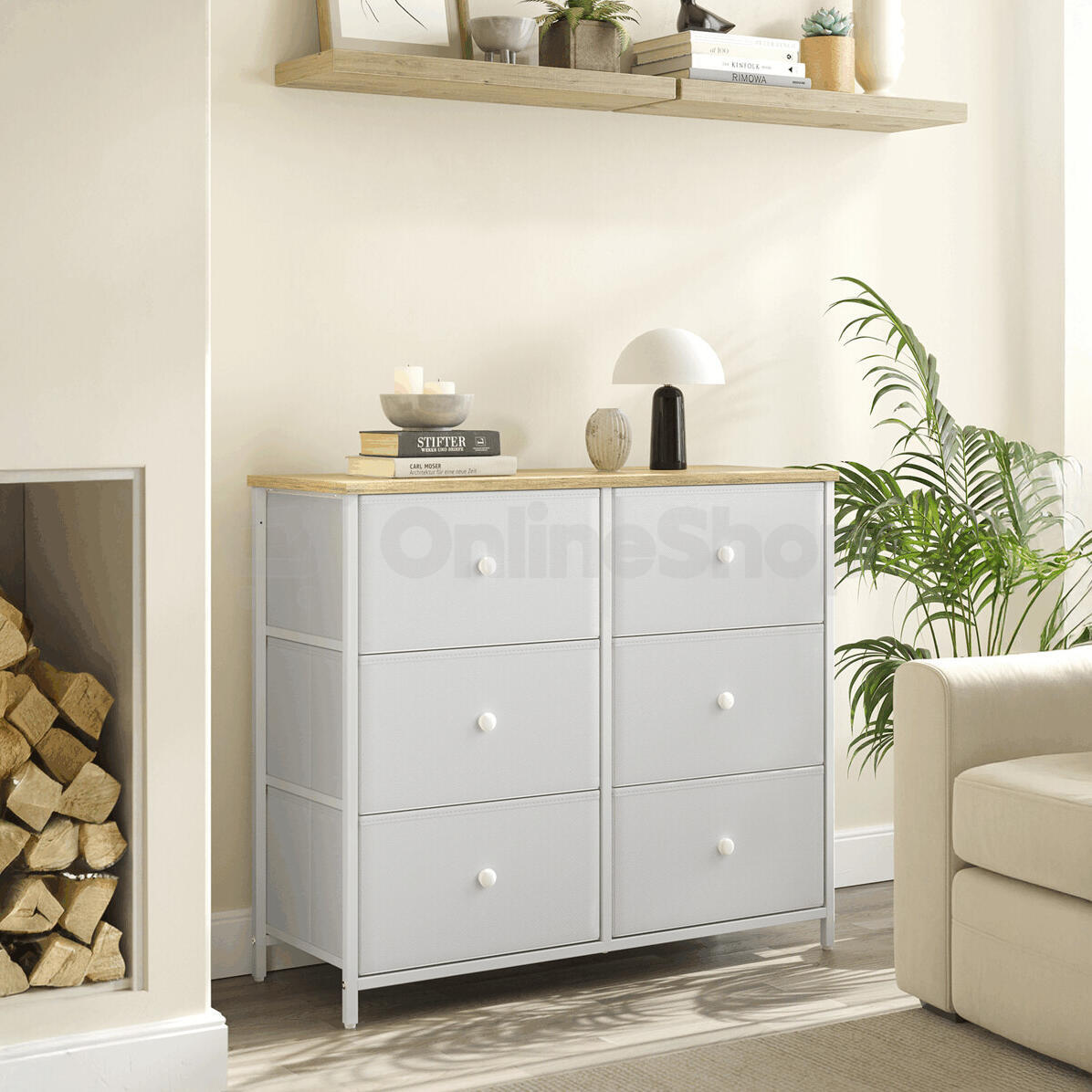 Komoda 80x30x71cm, kov, bílá, AUK-E1032 WT Autronic