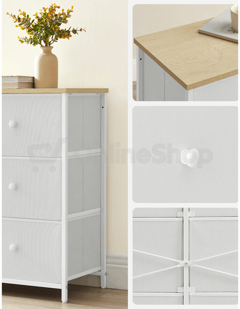 Komoda 80x30x71cm, kov, bílá, AUK-E1032 WT Autronic