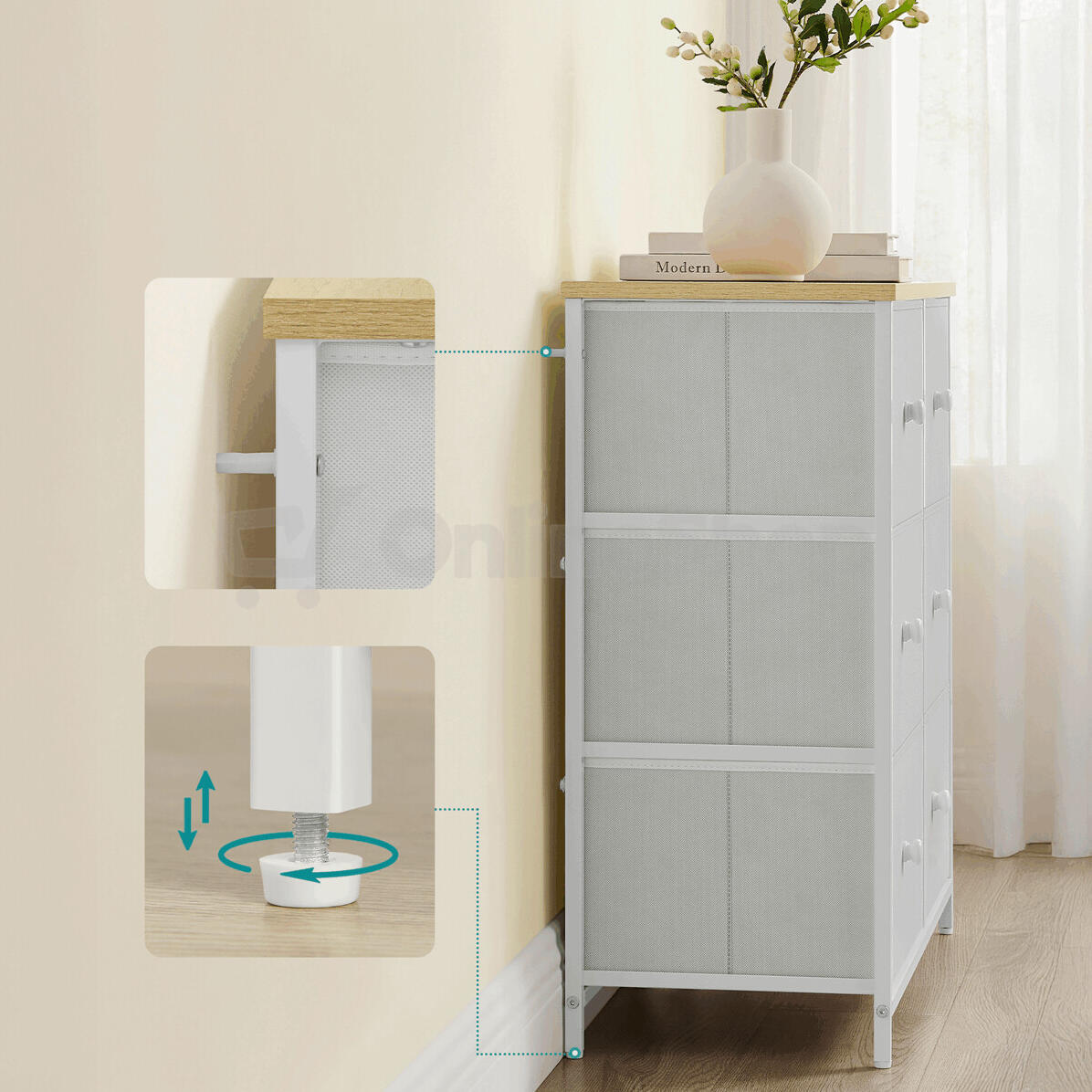Komoda 80x30x71cm, kov, bílá, AUK-E1032 WT Autronic