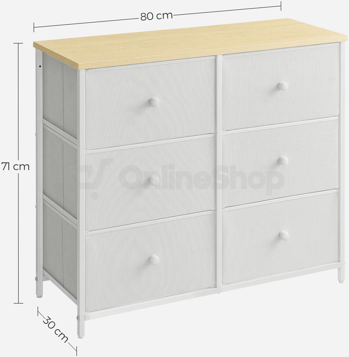 Komoda 80x30x71cm, kov, bílá, AUK-E1032 WT Autronic