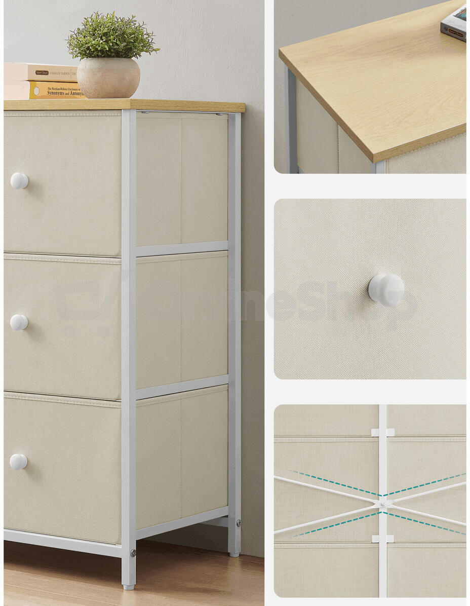 Komoda 80x30x71cm, kov, béžová, AUK-E1033 WT Autronic