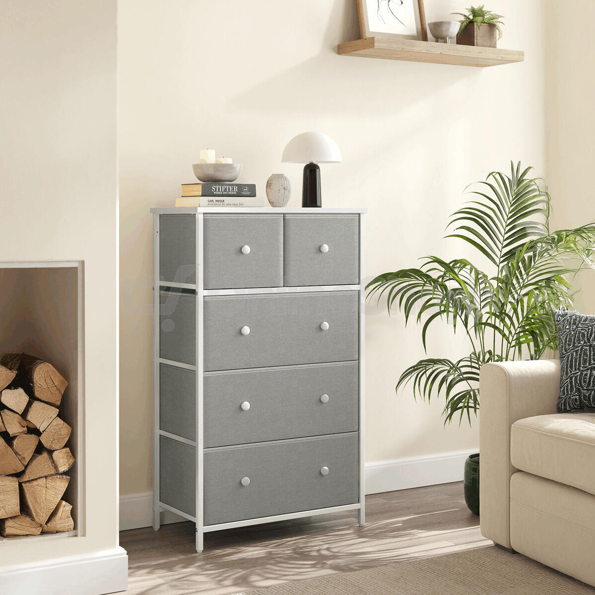 Komoda 56x30x93cm, kov, šedá, AUK-E1051 GREY Autronic