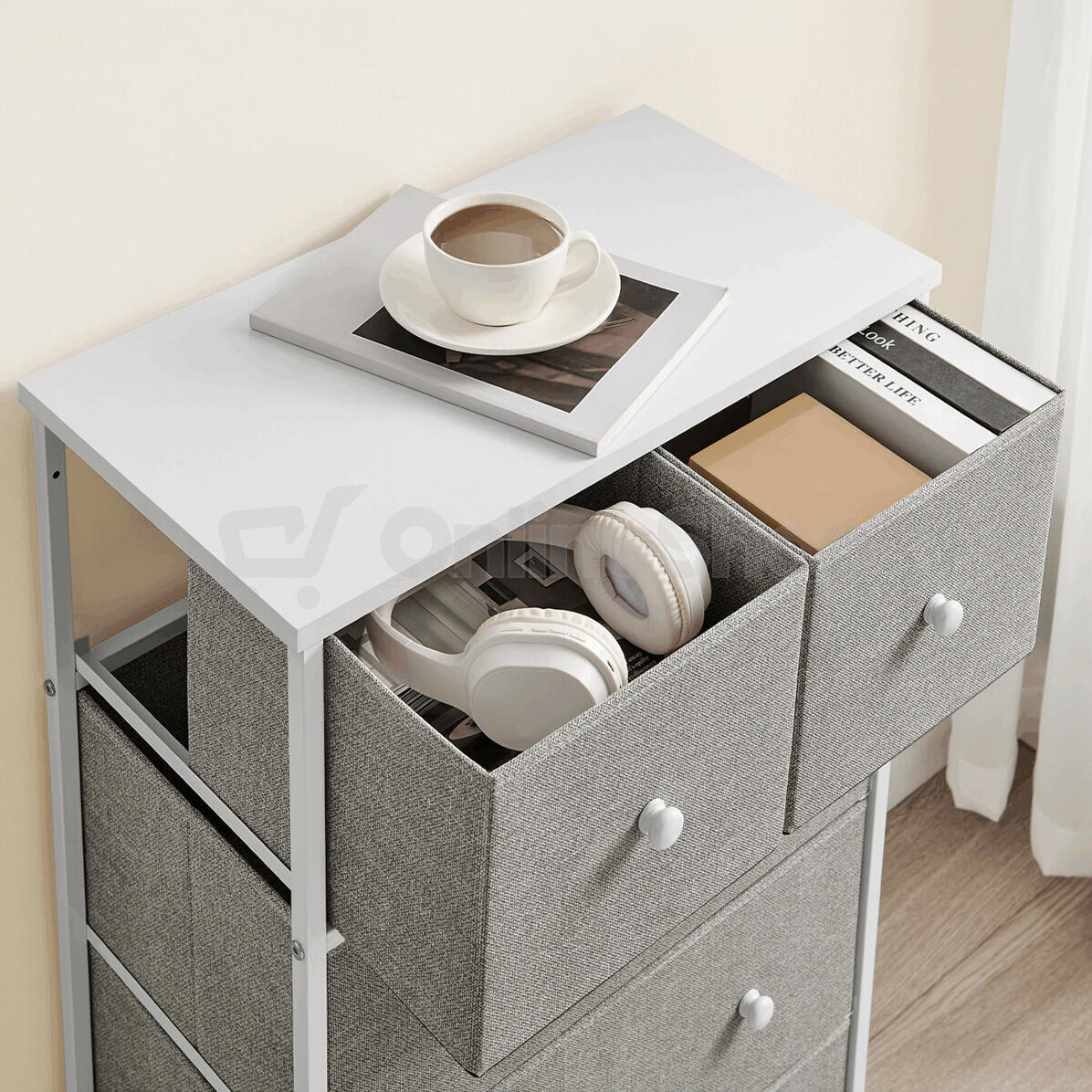 Komoda 56x30x93cm, kov, šedá, AUK-E1051 GREY Autronic