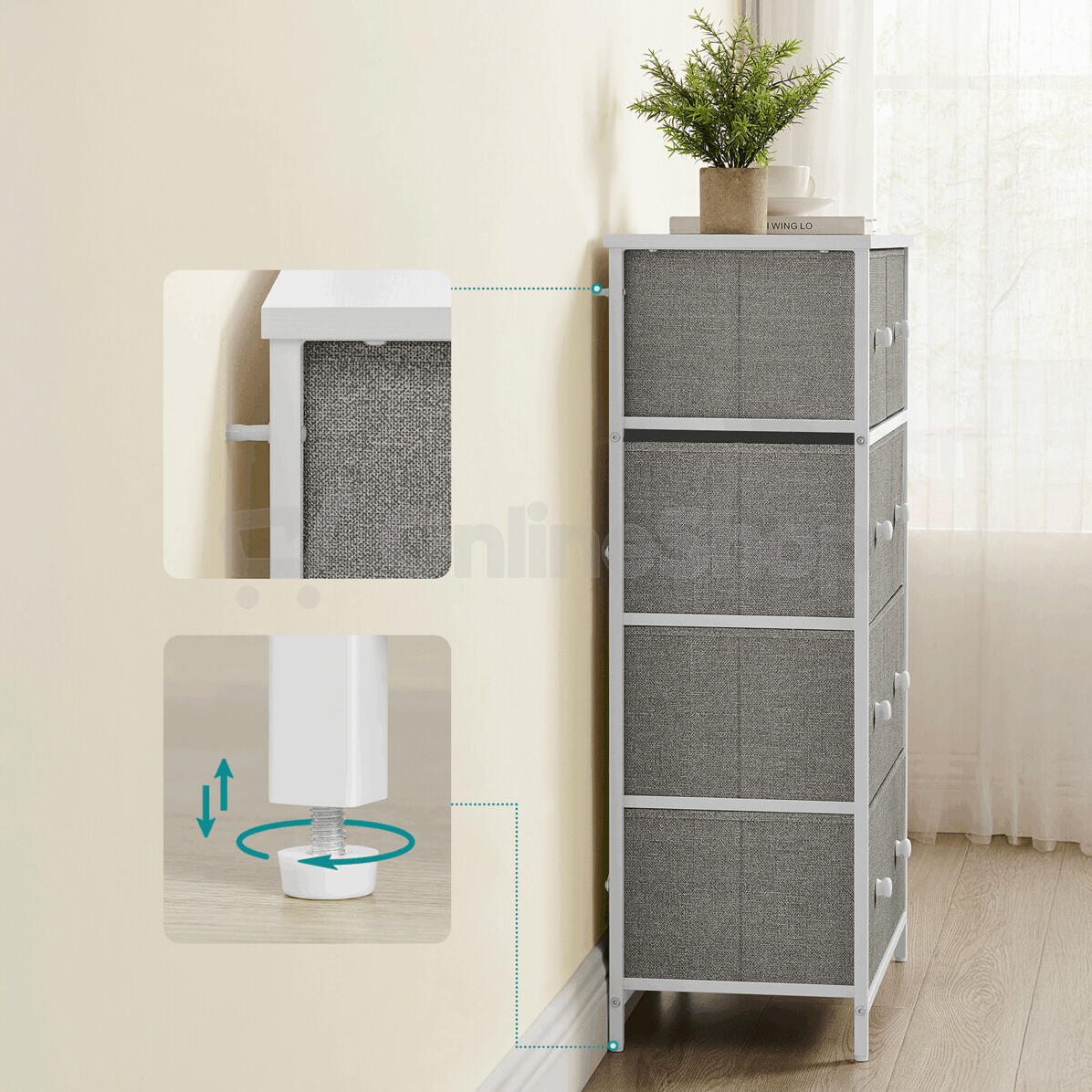 Komoda 56x30x93cm, kov, šedá, AUK-E1051 GREY Autronic