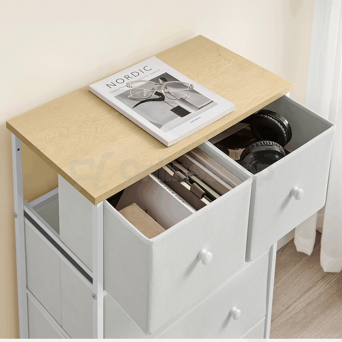 Komoda 56x30x93cm, kov, bílá, AUK-E1051 WT Autronic