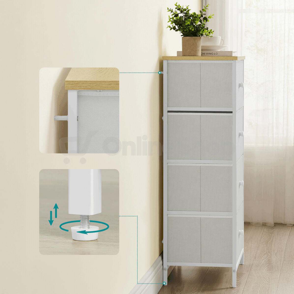 Komoda 56x30x93cm, kov, bílá, AUK-E1051 WT Autronic