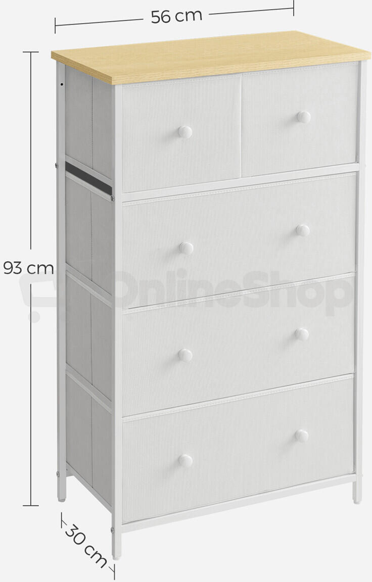 Komoda 56x30x93cm, kov, bílá, AUK-E1051 WT Autronic