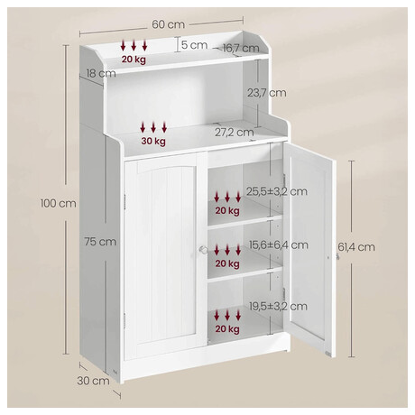 Koupelnová skříňka 60x30x100cm, mdf, bílá, AUK-E1177 WT Autronic