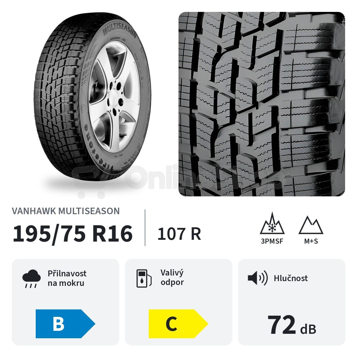 Celoroční pneu FIRESTONE 195/75 R 16 107R VANHAWK MULTISEASON TL M+S 3PMSF