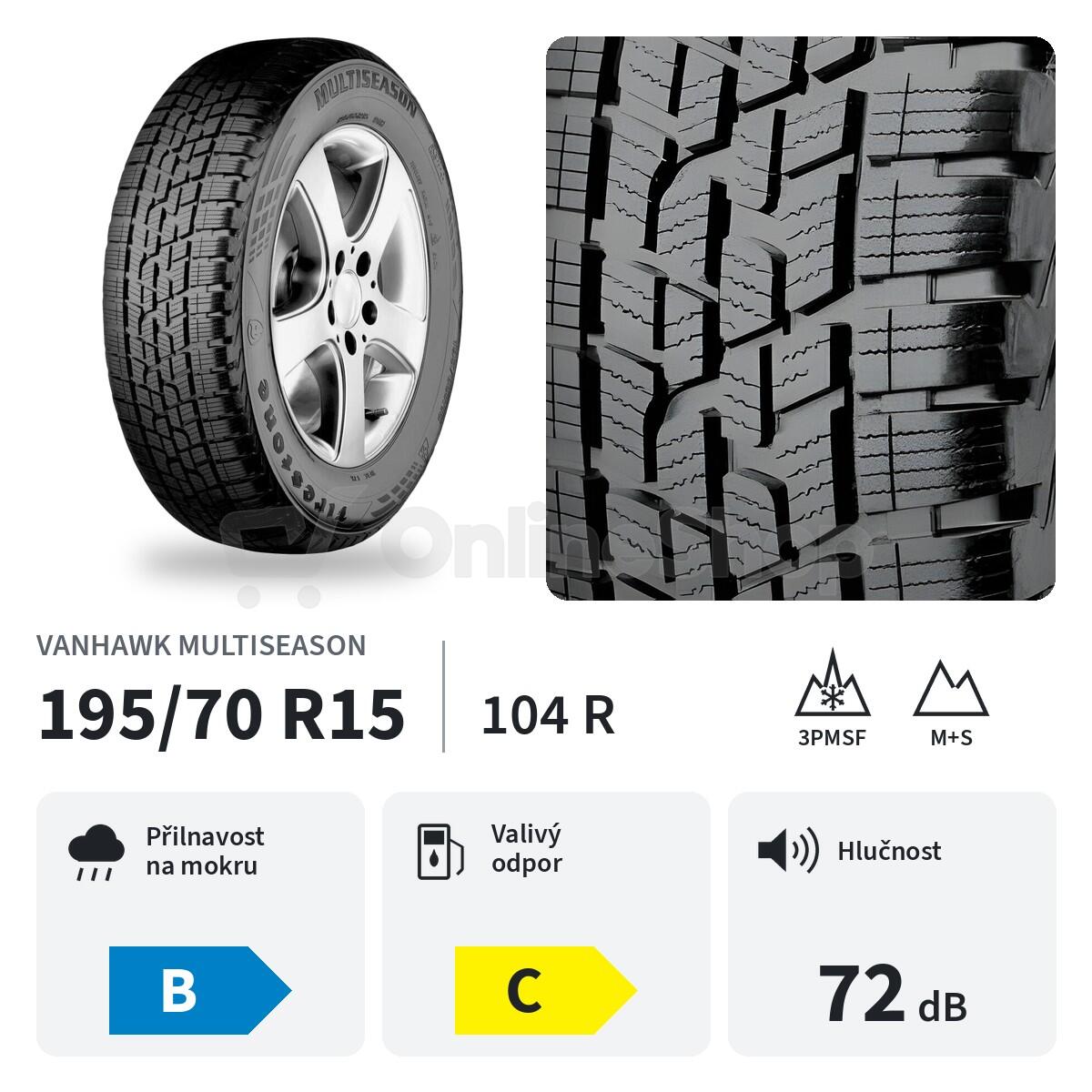 Celoroční pneu FIRESTONE 195/70 R 15 104R VANHAWK MULTISEASON TL M+S 3PMSF