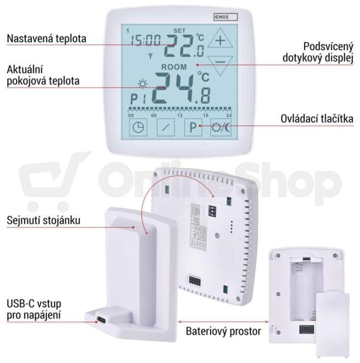 Emos pokojový programovatelný bezdrátový OpenTherm termostat P56A11