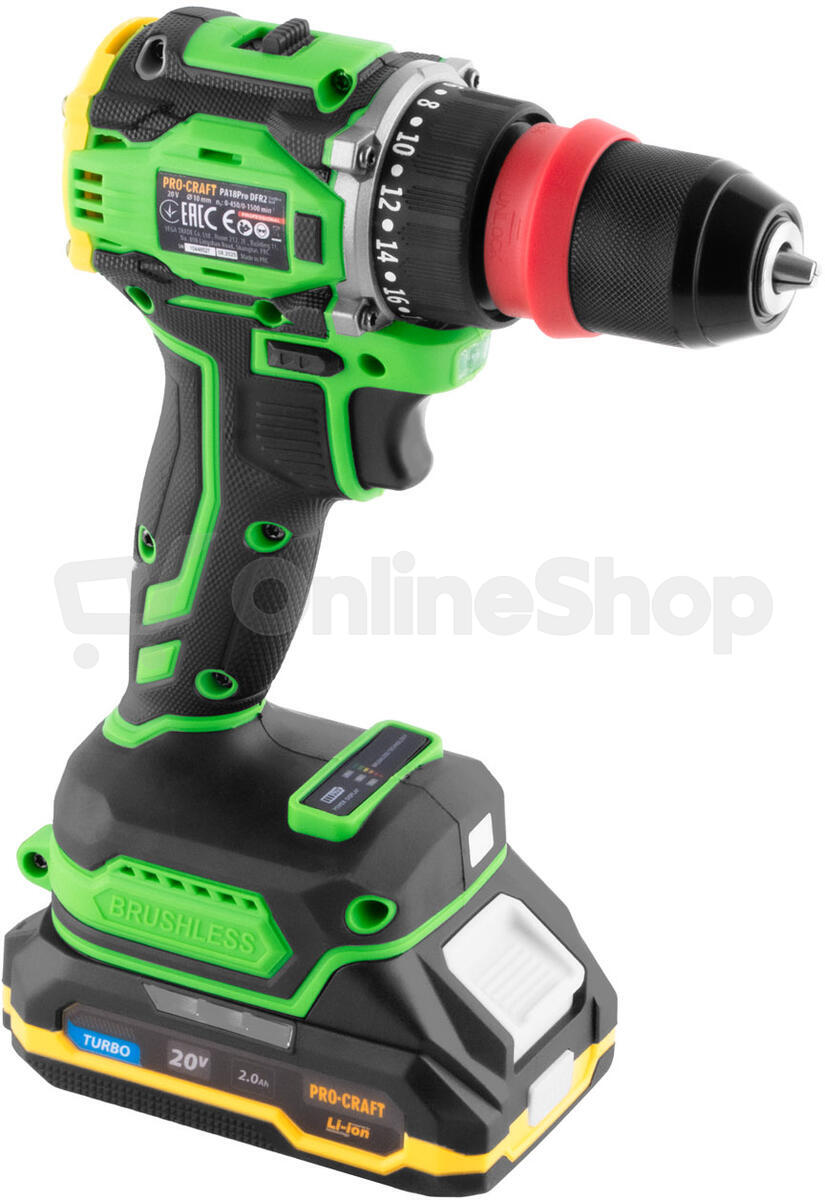 Aku vrtací šroubovák Procraft PA18ProDFR2 + sada bitů / PA18ProDFR2-1B-C