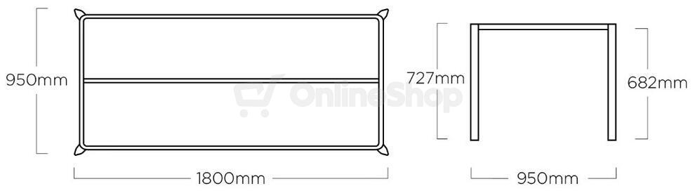 KETTLER Stolová kostra EDGE 180x95cm - antracit