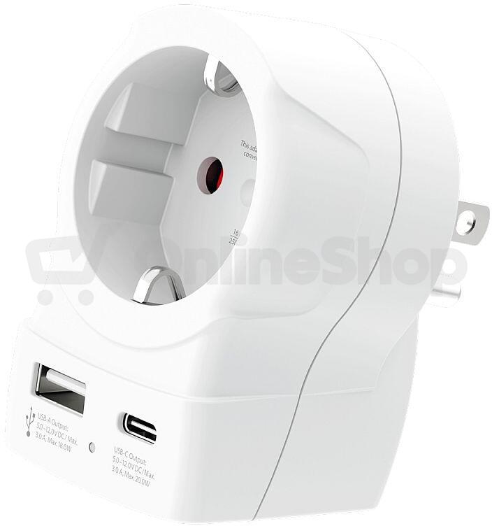 Cestovní adaptér SKROSS s USB A+C 20W do Spojených států, typ B