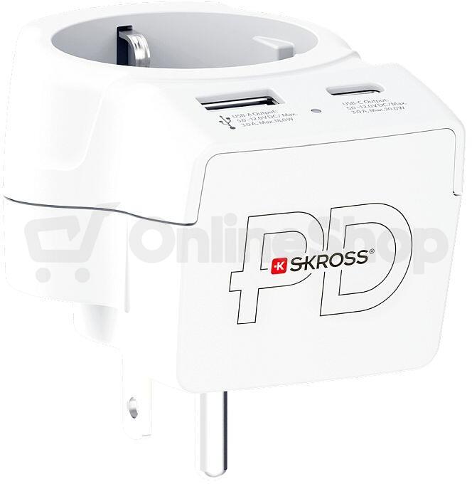 Cestovní adaptér SKROSS s USB A+C 20W do Spojených států, typ B