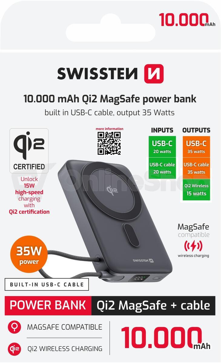 Power Bank Swissten MagSafe Qi2 10000mAH
