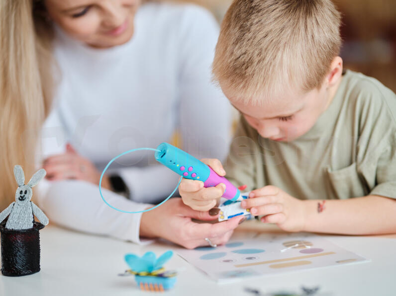 3D pero GoGEN BOB A BOBEK + 36 m náplní, 17 šablon, 3 strojky - modré