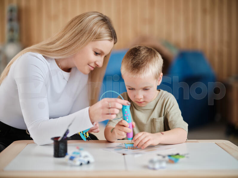 3D pero GoGEN BOB A BOBEK + 36 m náplní, 17 šablon, 3 strojky - modré