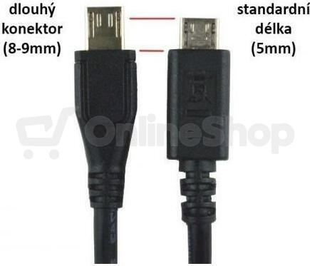 Kabel PremiumCord USB 2.0 - Micro USB 2.0 M/M 1,8m s dlouhým Micro USB konektorem, černý