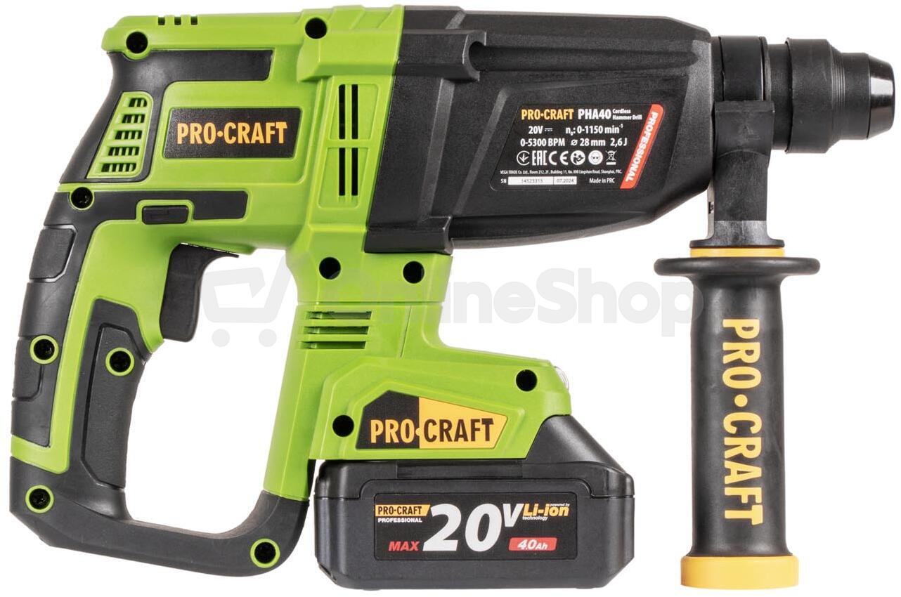 Aku vrtací kladivo Procraft PHA40 SDS Plus / PHA40-2B-C