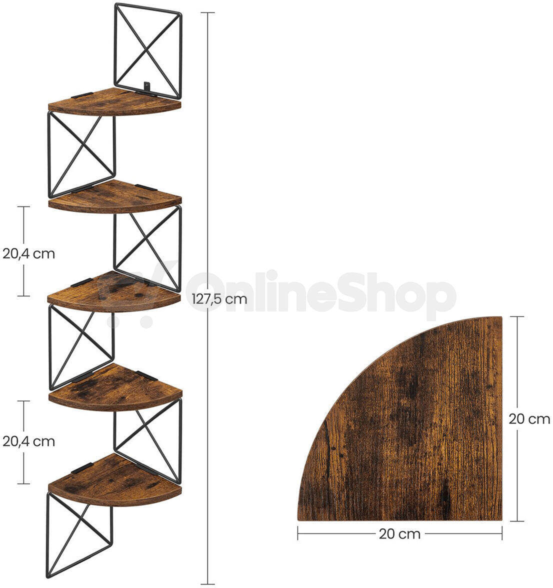 Polička, mdf, hnědá, ABP-E1051 OLW Autronic