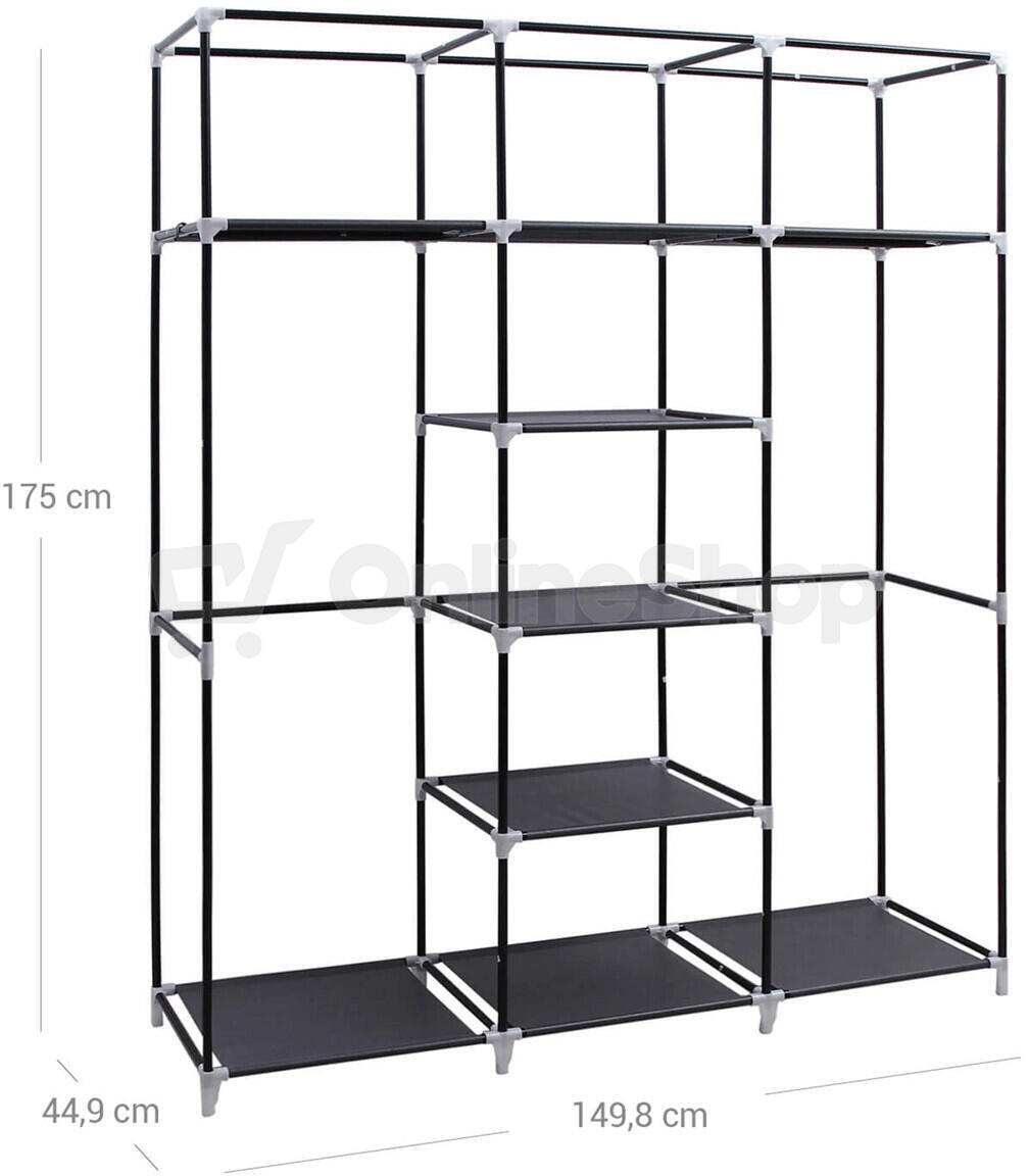 Věšák 150x45x175cm, kov, černá, AST-E1012 BK Autronic