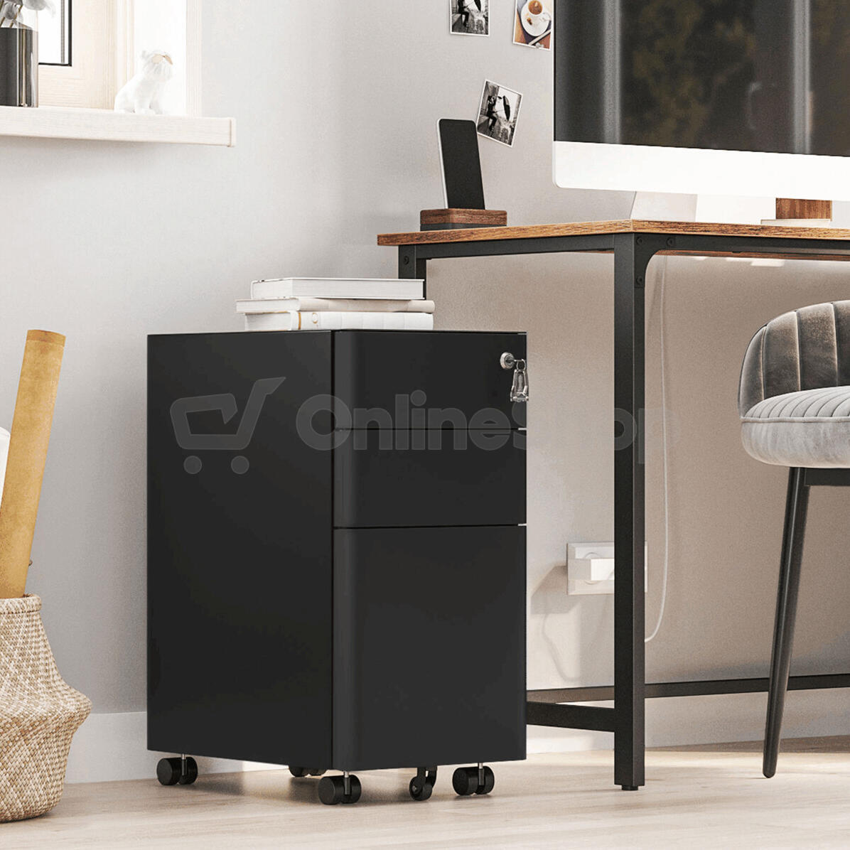 Kancelářský kontejner 30x46x59cm, kov, černá, AUK-E1130 BK Autronic