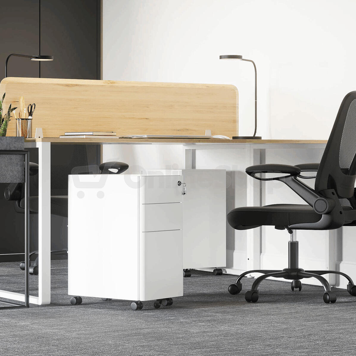 Kancelářský kontejner 30x46x59cm, kov, bílá, AUK-E1130 WT Autronic