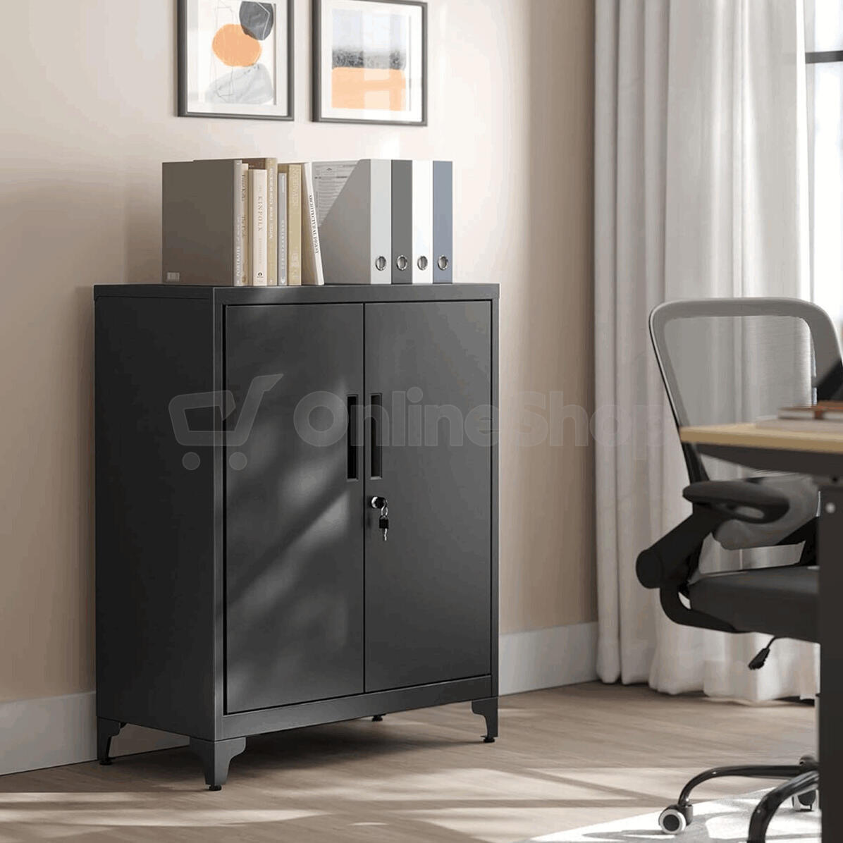 Komoda 80x40x90cm, kov, černá, AUS-E1113 BK Autronic