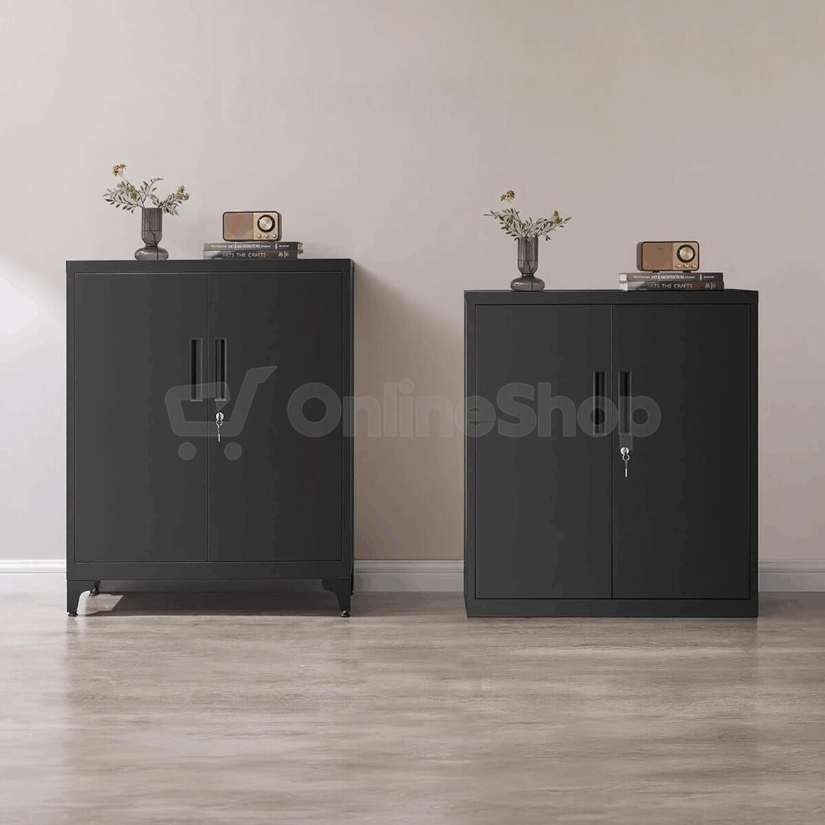 Komoda 80x40x90cm, kov, černá, AUS-E1113 BK Autronic