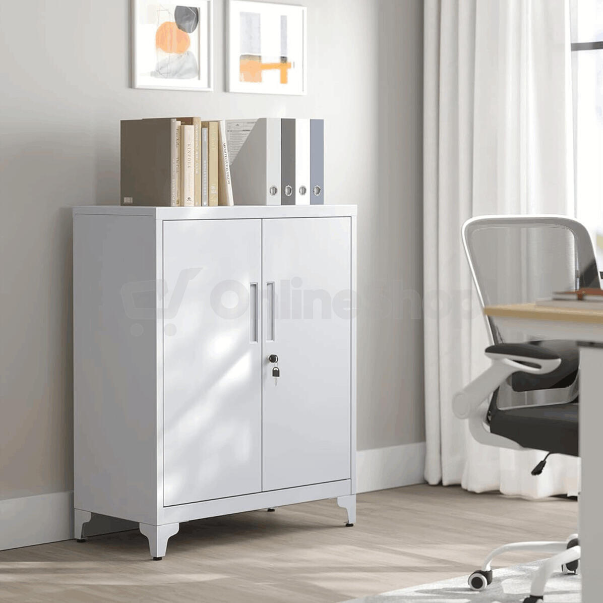 Komoda 80x40x90cm, kov, bílá, AUS-E1113 WT Autronic