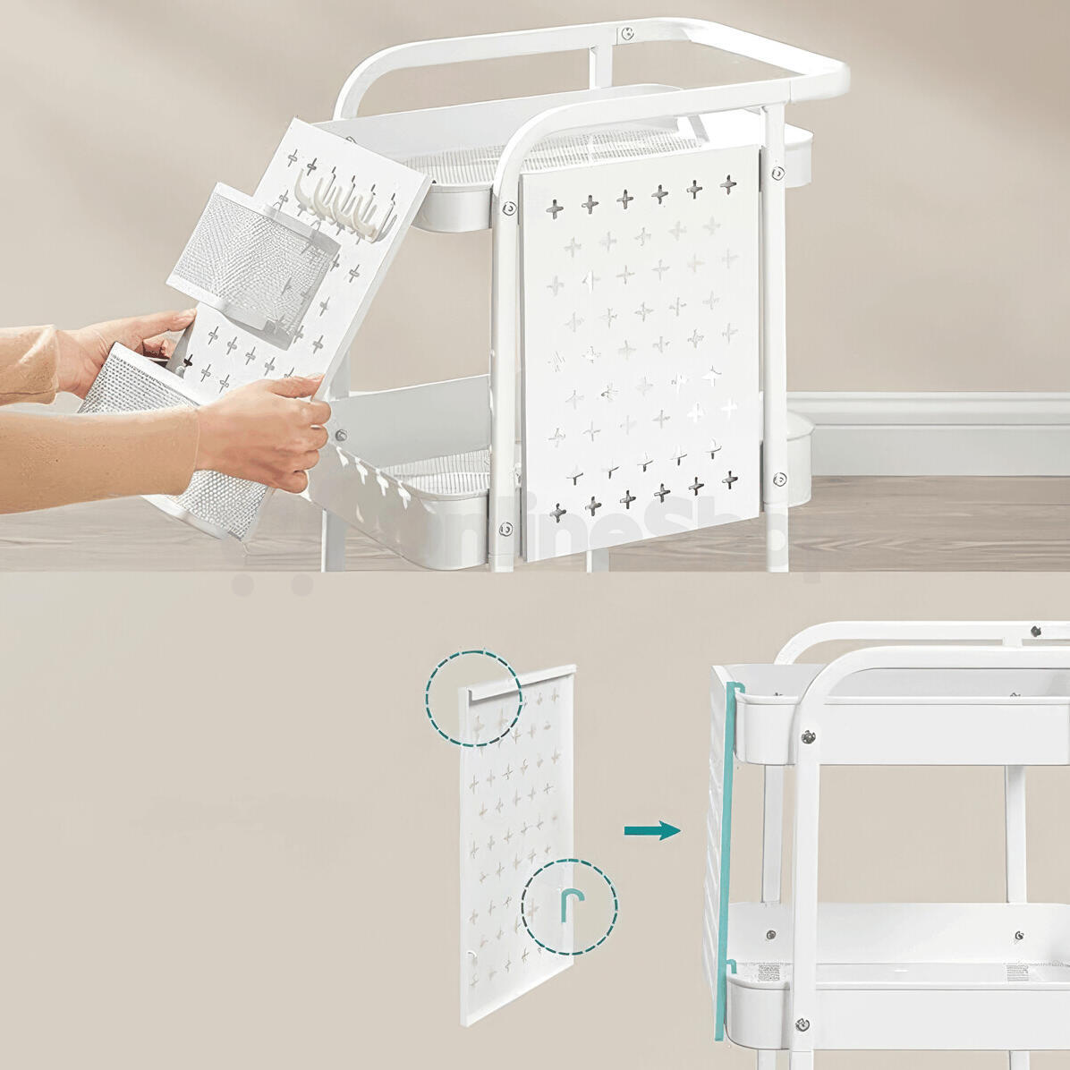 Pojízdný úložný vozík bílá, APV-E1037 WT Autronic, Kov