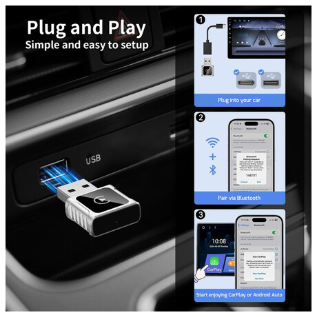 SWISSTEN CARLINK ADAPTER - APPLE CARPLAY / ANDROID AUTO (+ ADAPTER USB-A / USB-C)