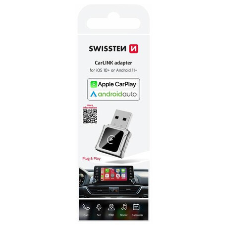 SWISSTEN CARLINK ADAPTER - APPLE CARPLAY / ANDROID AUTO (+ ADAPTER USB-A / USB-C)