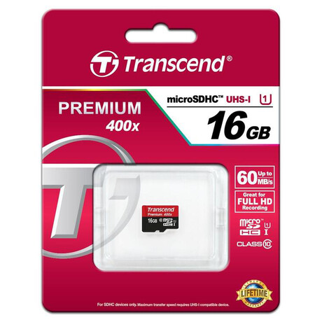 Pamov karta Transcend MicroSDHC Premium 16GB UHS-I U1 (45MB/s)