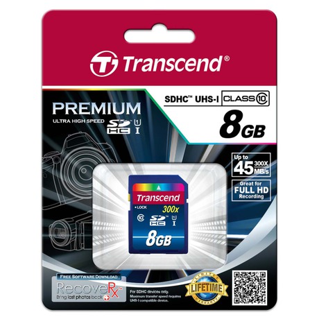 Pamov karta Transcend SDHC Premium 8GB UHS-I U1 (45MB/s)