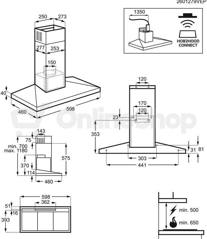 Komínový odsavač par Electrolux 500 LFC516X