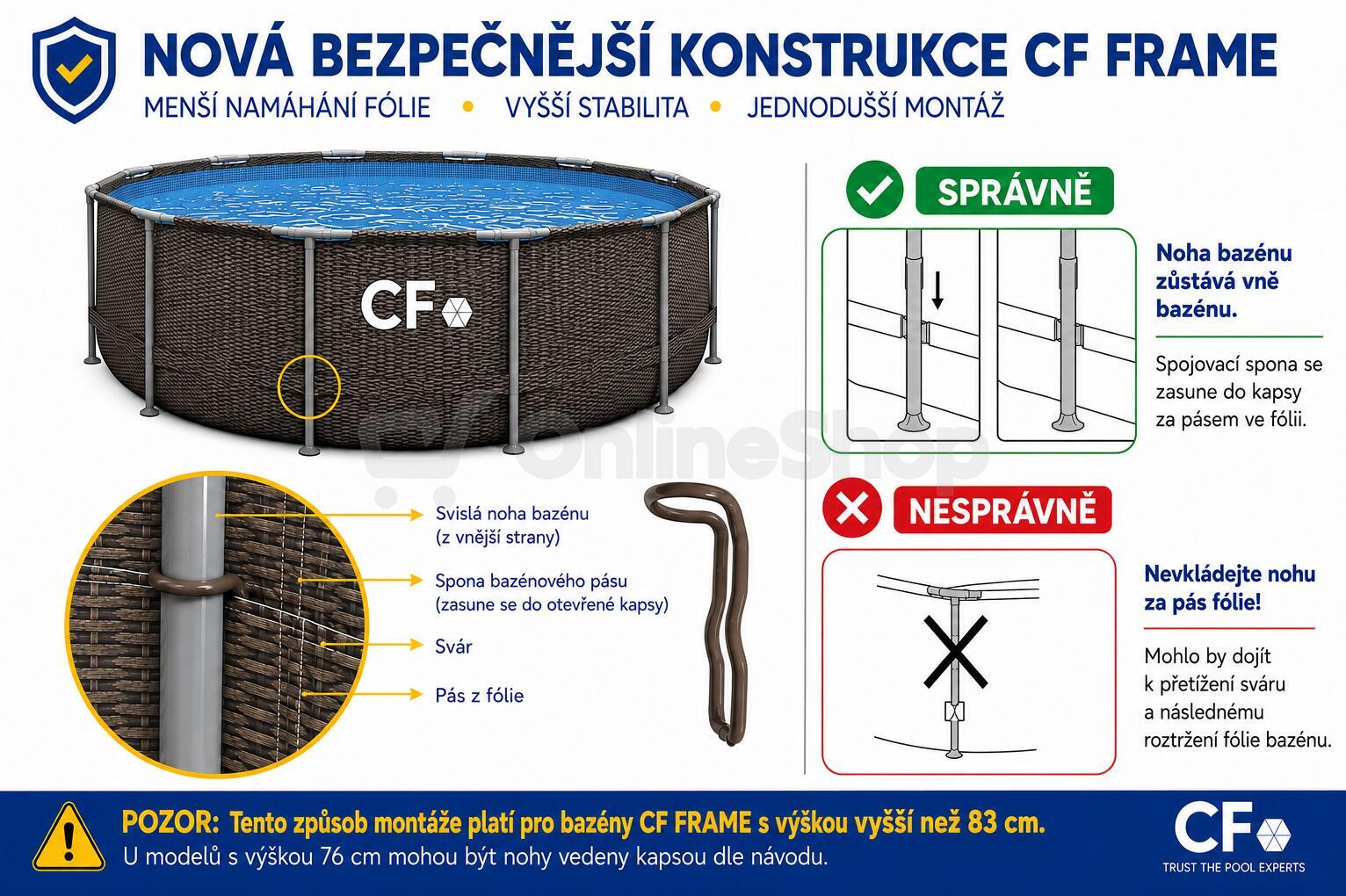 Bazén CF FRAME ratan, 305 x 107 cm