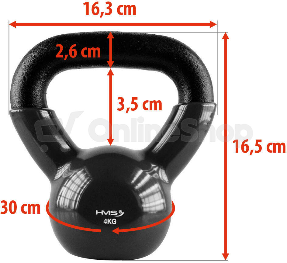 Kettlebell pokrytý vinylem HMS KNV04 4 kg, černý